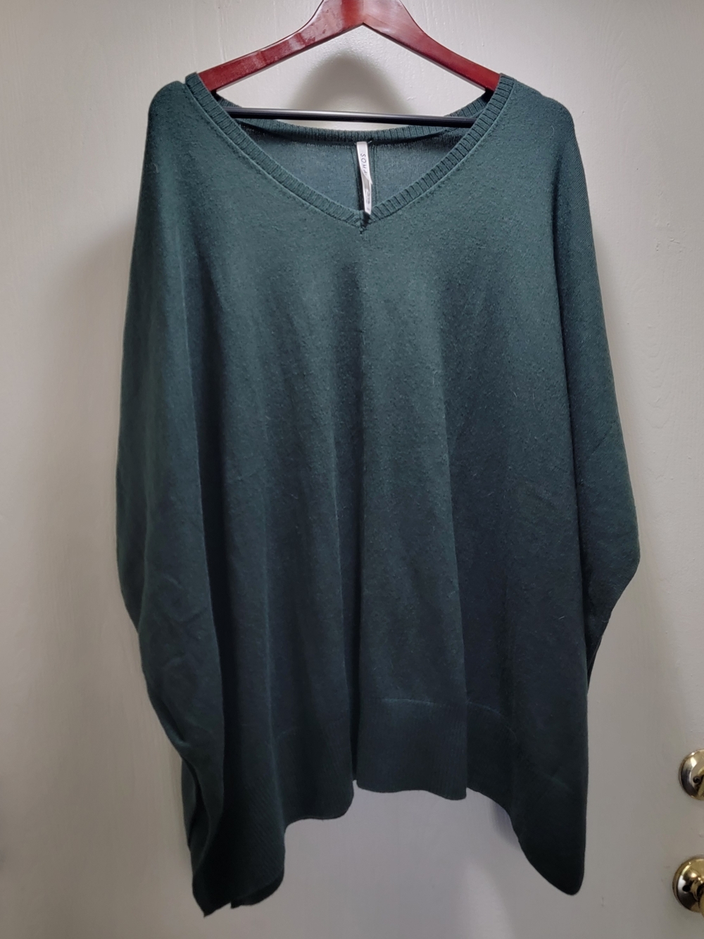 Soma Dark Green V‑Neck Poncho Sweater